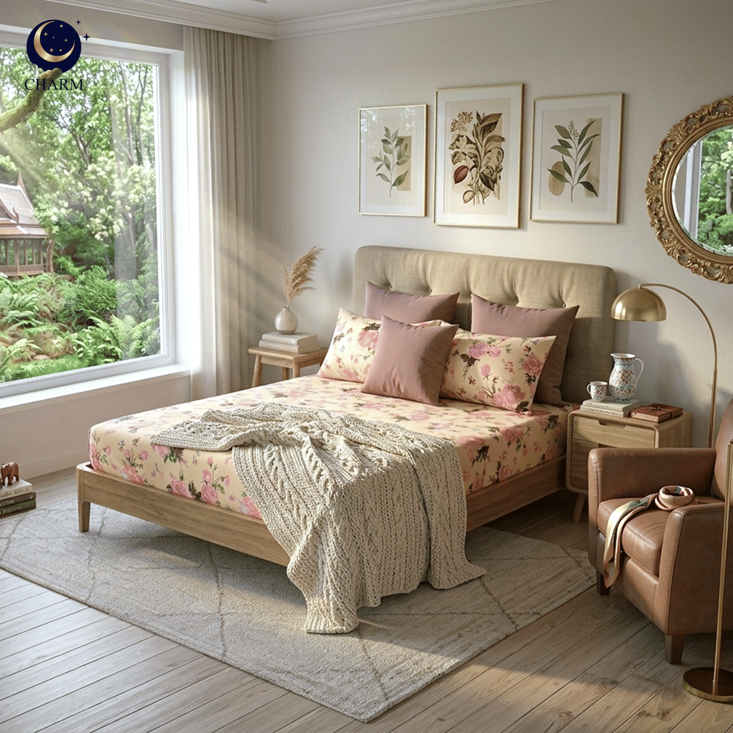 ชุดผ้าปูที่นอน 5 ฟุต 5 ชิ้น CHARM รุ่น CLASSIC ลาย CLASSIC ROSE_2